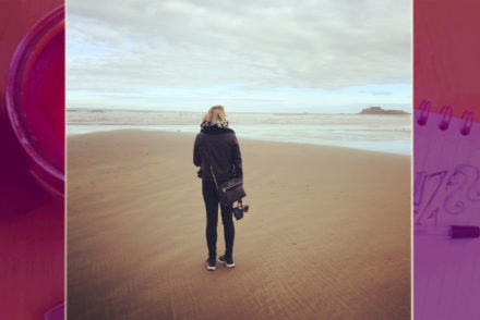 girl standing alone on a Scottish beach at Archerfield House